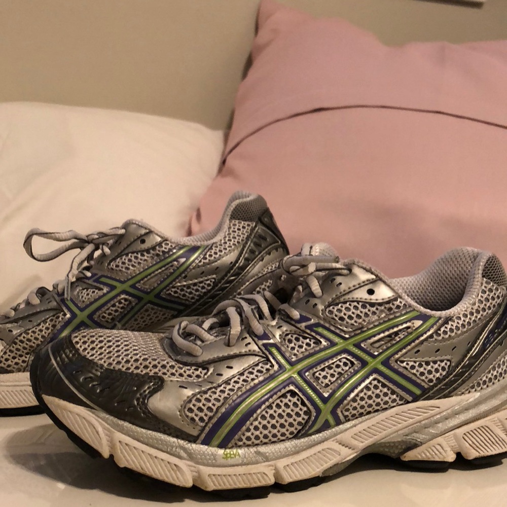 Green and purple ASICS